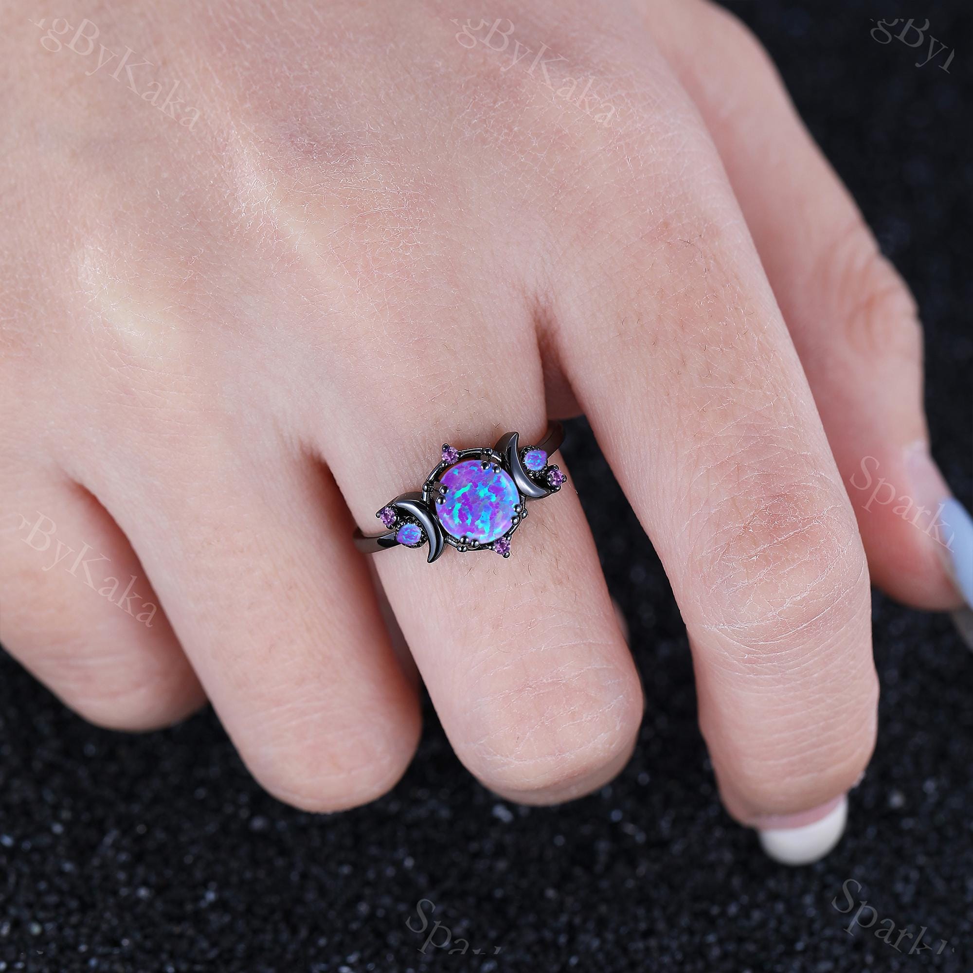 PDPAOLA＊ツインリング 2個セット【送料関税込】 Special Lavender Opal Ring Star Moon Ring 14K Black Gold