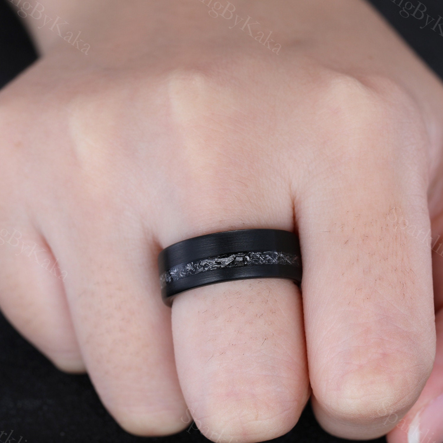★SENTIMENTS★ NO.613 [BLACK] RING Liza Black Wedding Ring Set for Woman Cz Gothic Engagement