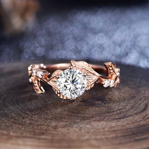 Dainty Engagement Ring/ 6.5mm Round Cut Moissanite Ring/ 14K Rose Gold Ring/ Prong Set Ring/ Stack Ring/ Promise Bridal Ring/ Ring For Women