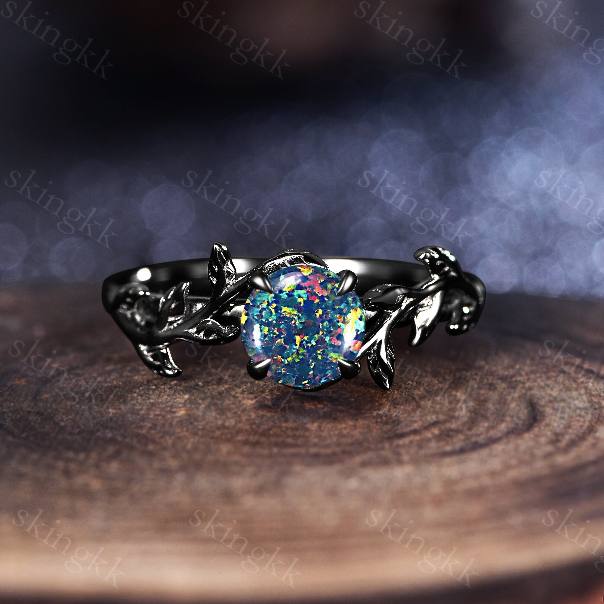 Black opal ring etsy deals