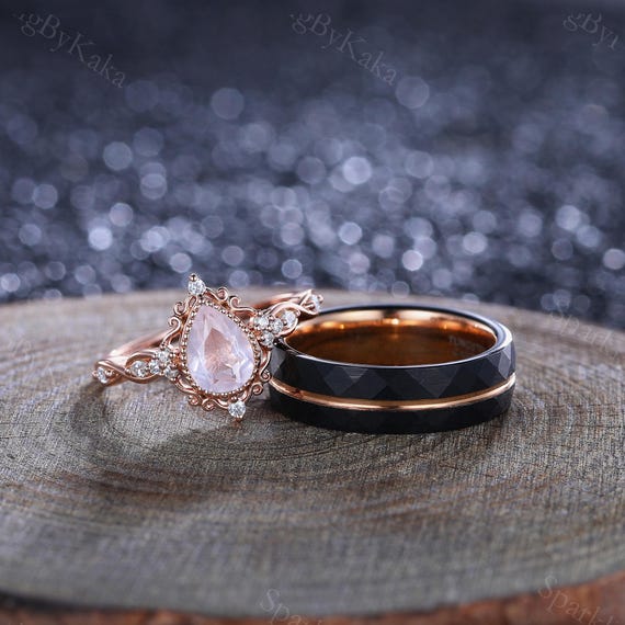 Anillos de pareja de cuarzo Anillo de bodas a juego para él