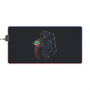 LED Gaming Mouse Pad - Astronaut Space Design, Otherworldly Mousepad for Gamers, High Quality Modern LED Pad