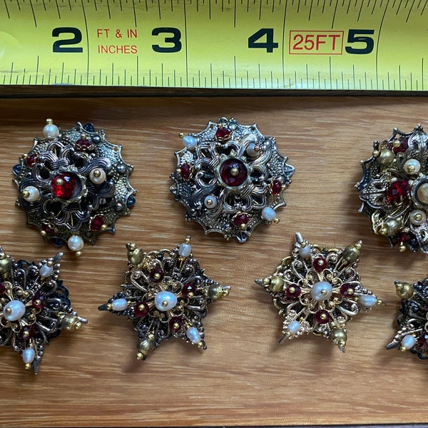 Set of Seven Costume Jewelry Motifs ~ Unique pieces originally made for film costume necklace