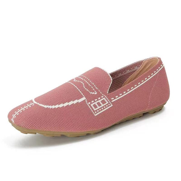 Women's Flats Shoes Round Toe Knit Ballet Comfortable Dressy Slip On Flat Ladies Knit Moccasin Womens Shoes Dressy Casual Low Heel