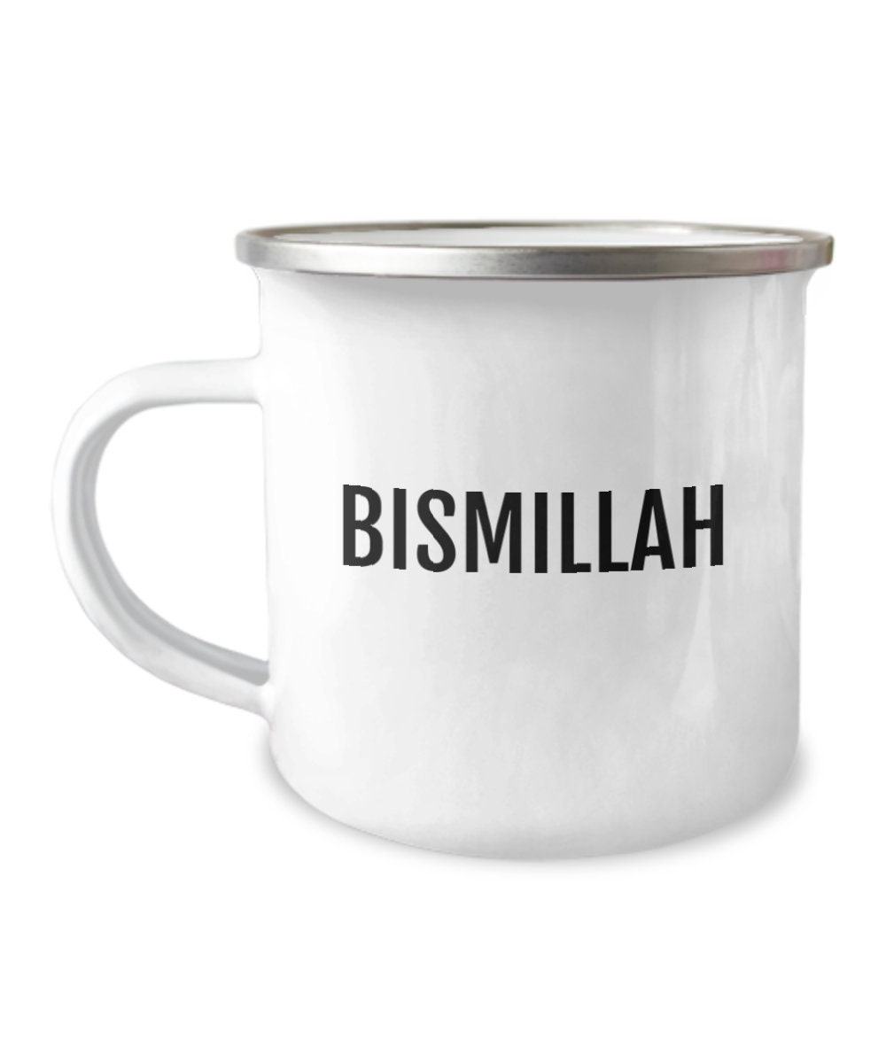 BISMILLAH COFFEE MUG Religious Tea Cup Enamel Camper Coffee Mug Islamic