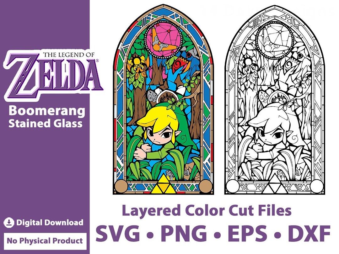 Stained Glass Boomerang Design Legend of Zelda Minish Cap Etsy