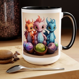 Cute Baby Dragons, Multiple Dragons, Dragon Mug, Gift for Her, Gift for Him, Coworker Gift, Friend Gift, Dragon Lover, Large Coffee, Big Mug