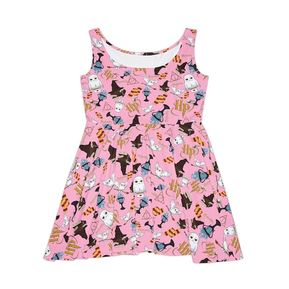 harry potter hogwarts landscape skater dress Ladies Dress, Harry Potter Inspired, Skater Dress, Universal, Epic,  Wizarding World, Summer Dress, Hermione, Theme Park, Hogwarts, Hallows