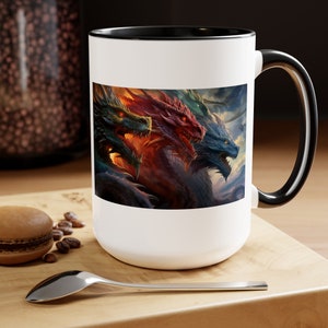Strong Dragons, Multiple Dragons, Dragon Mug, Gift for Her, Gift for Him, Coworker Gift, Friend Gift, Dragon Lover, Large Coffee, Big Mug