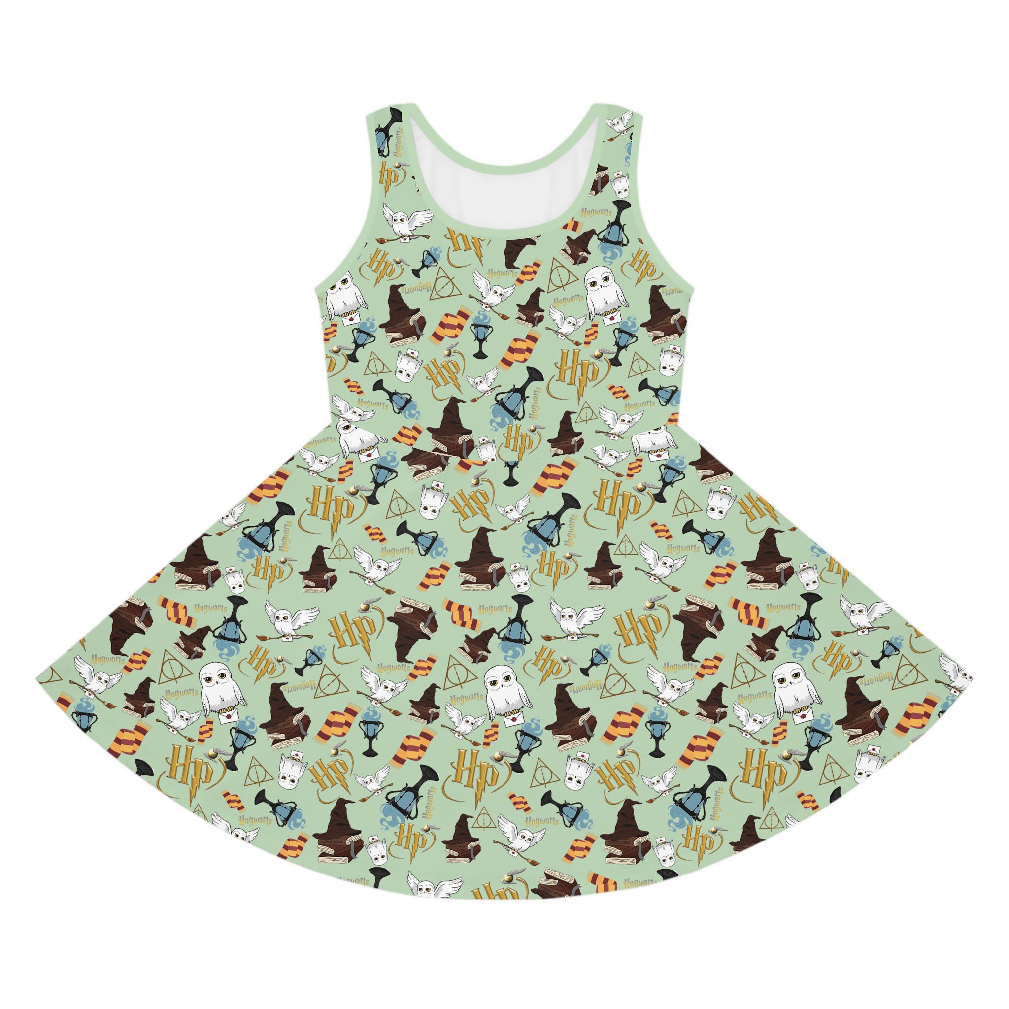 harry potter hogwarts landscape skater dress Harry Potter Inspired, Skater Dress, Universal, Epic, Wizarding World,  Girls Dress, Summer Dress, Hermione, Theme Park, Hogwarts, Hallows