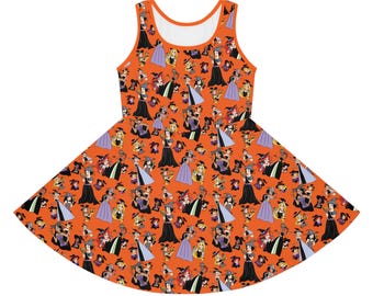 Girls Disney Dress, Halloween, Skater Dress, Mickey, Sun Dress, Disney Dress, Cruise Dress, Theme Park, Fun Dress, Princess, Sleeveless, Boo