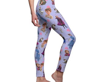 Women's Leggings, Disney Leggings, Frozen Yoga Pants, Disney Yoga Pants, Yoga Pants, Yoga Leggings, Slim Fit Yoga, Theme Parks, Anna & Elsa