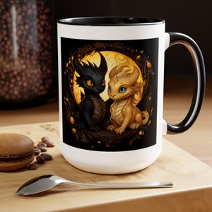 Cute Strong Dragons, Multiple Dragons, Dragon Mug, Gift for Her, Gift for Him, Coworker Gift, Friend Gift, Dragon Lover, Large Coffee, Big