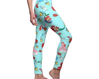 Women's Leggings, Disney Leggings, Frozen Yoga Pants, Disney Yoga Pants, Yoga Pants, Yoga Leggings, Slim Fit Yoga, Theme Parks, Ariel