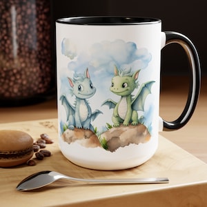 Cute Baby Dragons, Multiple Dragons, Dragon Mug, Gift for Her, Gift for Him, Coworker Gift, Friend Gift, Dragon Lover, Large Coffee, Big Mug