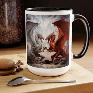 Fighting Dragons, Multiple Dragons, Dragon Mug, Gift for Her, Gift for Him, Coworker Gift, Friend Gift, Dragon Lover, Large Coffee, Big Mug