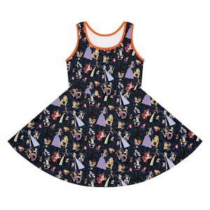 Girls Disney Dress, Halloween, Skater Dress, Sun Dress, Disney Dress, Cruise Dress, Theme Park, Fun Dress, Princess, Sleeveless, Spooky