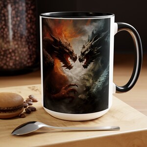 Dark Dragons, Multiple Dragons, Dragon Mug, Gift for Her, Gift for Him, Coworker Gift, Friend Gift, Dragon Lover, Large Coffee, Big Mug