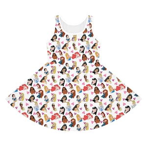 Girls Disney Dress, Skater Dress, Sun Dress, Summer Dress, Cruise Dress, Princesses, Theme Park, Fun Dress, Princess, Sleeveless Dress,
