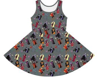 Villanos, Vestido de patinadora, Vestido de verano, Chicos malos, Chicas malas, Vestido Disney para niñas, Vestido de verano, Vestido de crucero, Parque temático, Vestido divertido, Princesa, Fiesta