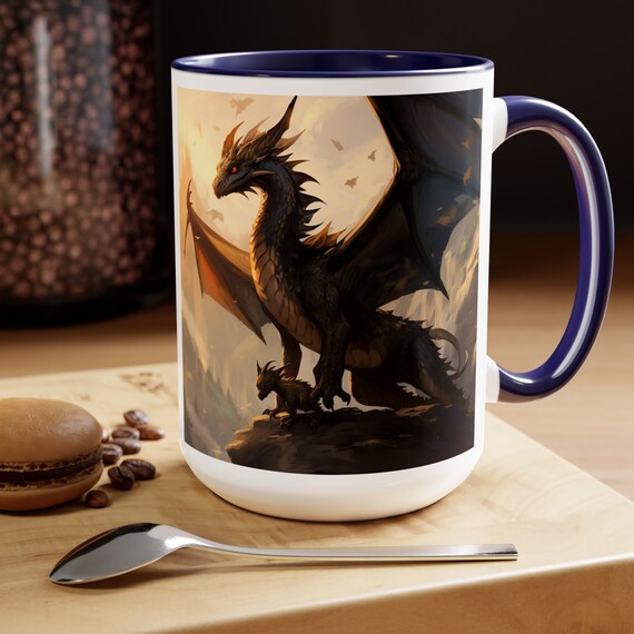 Personalized Dragon Coffee Mug – Custom Name Glitter Dragon Ceramic Cup, 11oz Or 15oz - View #2