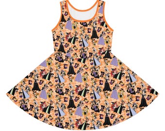 Disney-klänning för flickor, Halloween, Skaterklänning, Musse Pigg, Solklänning, Solklänning, Cruise-klänning, Nöjespark, Rolig klänning, Prinsessa, Ärmlös, Läskig