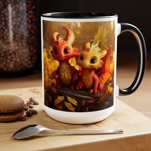 Cute Baby Dragons, Multiple Dragons, Dragon Mug, Gift for Her, Gift for Him, Coworker Gift, Friend Gift, Dragon Lover, Large Coffee, Big Mug