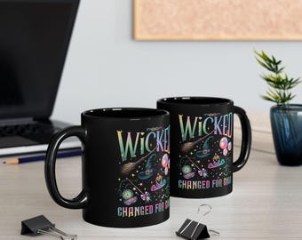 Caneca dupla face de Elphaba, Galinda, do musical Wicked, Desafiando a Gravidade, Transformada para Sempre, Fã de Filmes de Bruxa, Loira, Mudança para o Bem, Bruxa, Filme
