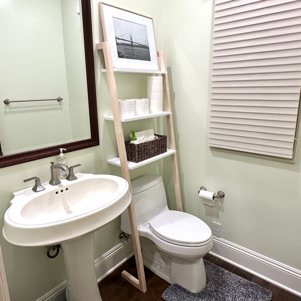 Over the Toilet Ladder Shelf Etsy