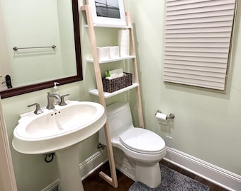 Estante de escalera sobre el inodoro Estante de almacenamiento Estante sobre el inodoro Estante de almacenamiento para baño Soporte para papel higiénico Organización y almacenamiento del baño
