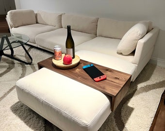 Modern Over Ottoman Tray Table Wooden Ottoman Coffee Table Top Overlay Sleek Sofa Tray for Drinks Snacks Minimalist Ottoman Cover Table