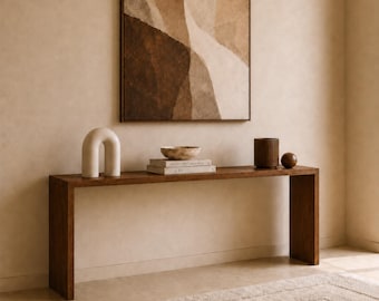 Narrow Console Table Slim Entryway Furniture Custom Wooden Hallway Behind Couch Sofa Modern Minimalist Simple Small Space Apartment Living