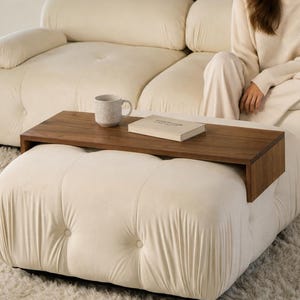 Walnut Over Ottoman Table Top Tray Coffee Table Ottoman Overlay Sofa Tray Table for Drinks Snacks Ottoman Cover Cocktail Serving Tray