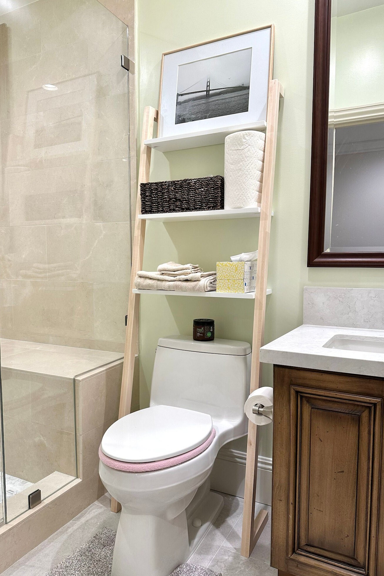 Over the Toilet Ladder Shelf Storage Shelf Over Toilet Shelf Etsy