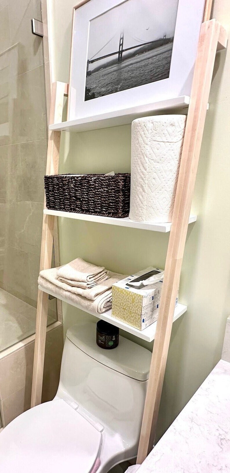 Over the Toilet Ladder Shelf Storage Shelf Over Toilet Shelf Etsy