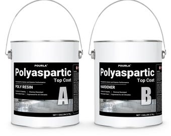 Polyaspartic Epoxy Floor Top Coat 2 Gallon Kit Clear High Gloss UV Resistant Concrete Garage Epoxy Floor Protective Top Coat Sealer