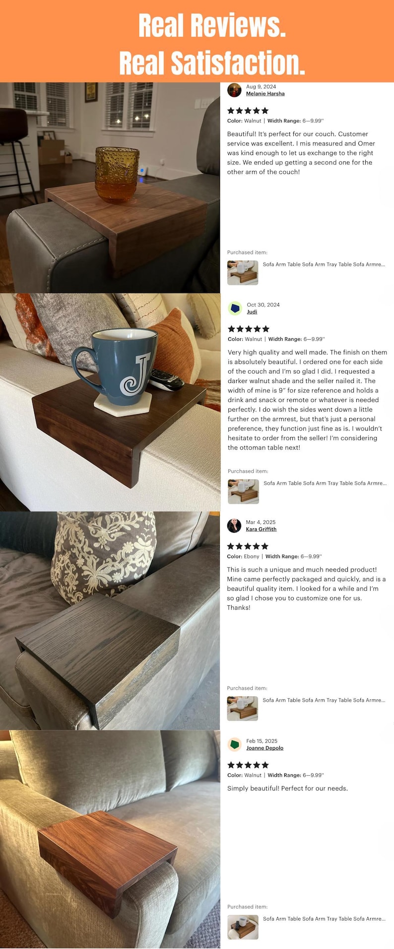 Sofa arm table crafted from white oak fits snugly over the couch armrest creating a practical flat surface for holding everyday items such as drinks snacks or remotes this compact wood side table is ideal for small apartments or minimalist homes offering style and convenience in one piece