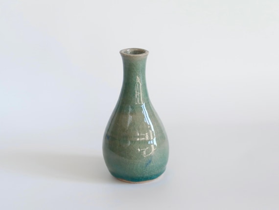 Handmade Celadon Bud Vase Set Trio