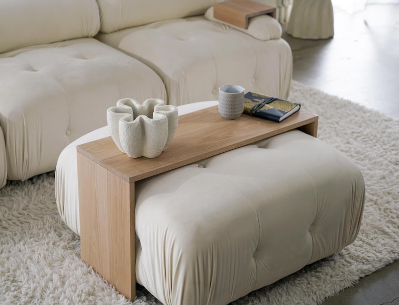Over ottoman coffee table tray made of wood functions as a sofa tray table ottoman cover and cocktail tray perfect for small spaces living rooms and lounges great for serving food and drinks or holding books and remotes on top of your ottoman