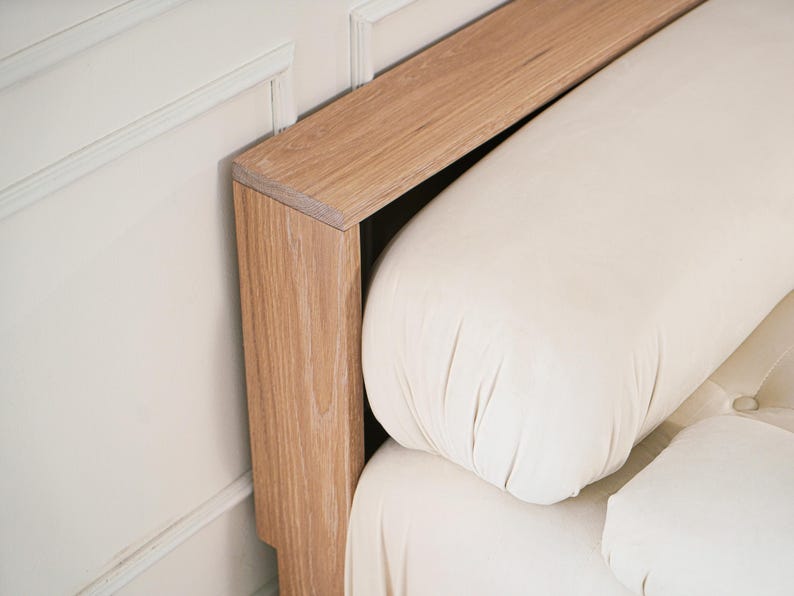 Behind sofa console table with handcrafted wood construction designed for living room and entryway furniture arrangements featuring a modern organic style and vintage inspired aesthetic perfect for apartments lofts and contemporary homes use this narrow console table to organize lamps books candles plants remotes and decorative accents while creating a stylish functional and space saving display area in your home