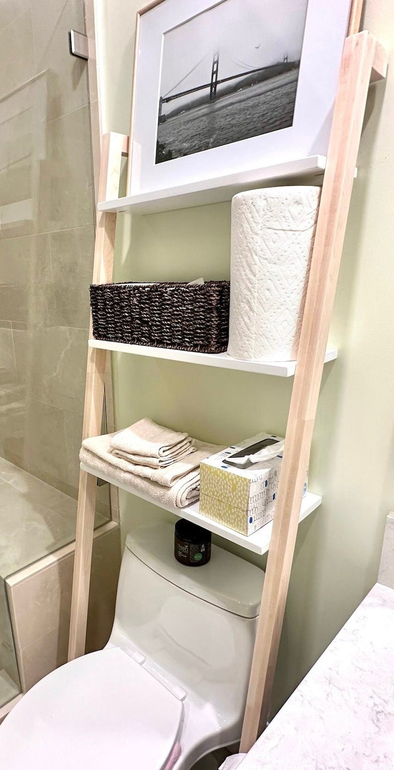 Over the Toilet Ladder Shelf Storage Shelf Over Toilet Shelf Etsy