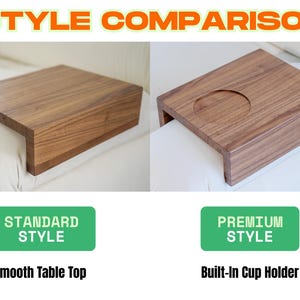 Sofa arm table crafted from white oak fits snugly over the couch armrest creating a practical flat surface for holding everyday items such as drinks snacks or remotes this compact wood side table is ideal for small apartments or minimalist homes offering style and convenience in one piece