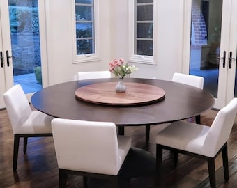 Rustic Lazy Susan Kitchen Turntable Dining Table Food Server Maple Wood Round Tray Serving Piece Dinner Accessory Farmhouse Style Table