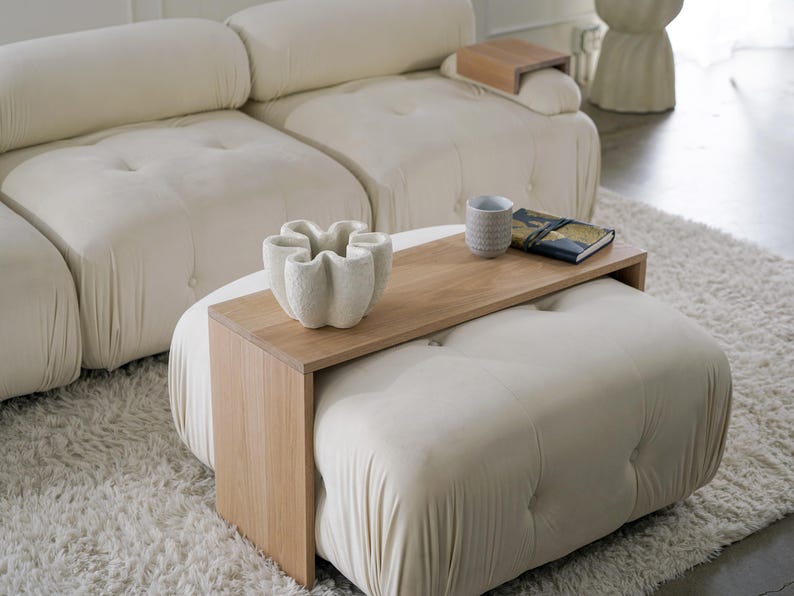 Wooden over ottoman tray table designed to convert your ottoman into a functional coffee table this overlay ottoman table top provides a stable surface for snacks drinks or decor a stylish ottoman cover that doubles as a cocktail tray or sofa tray perfect for small spaces and modern living rooms