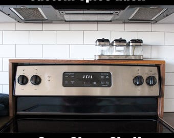 Walnut Spice Rack Stove Shelf Kitchen Storage Counter Organizer Wooden Shelf Above Stove Storage Spice Holder Kitchen Rack Adjustable Size