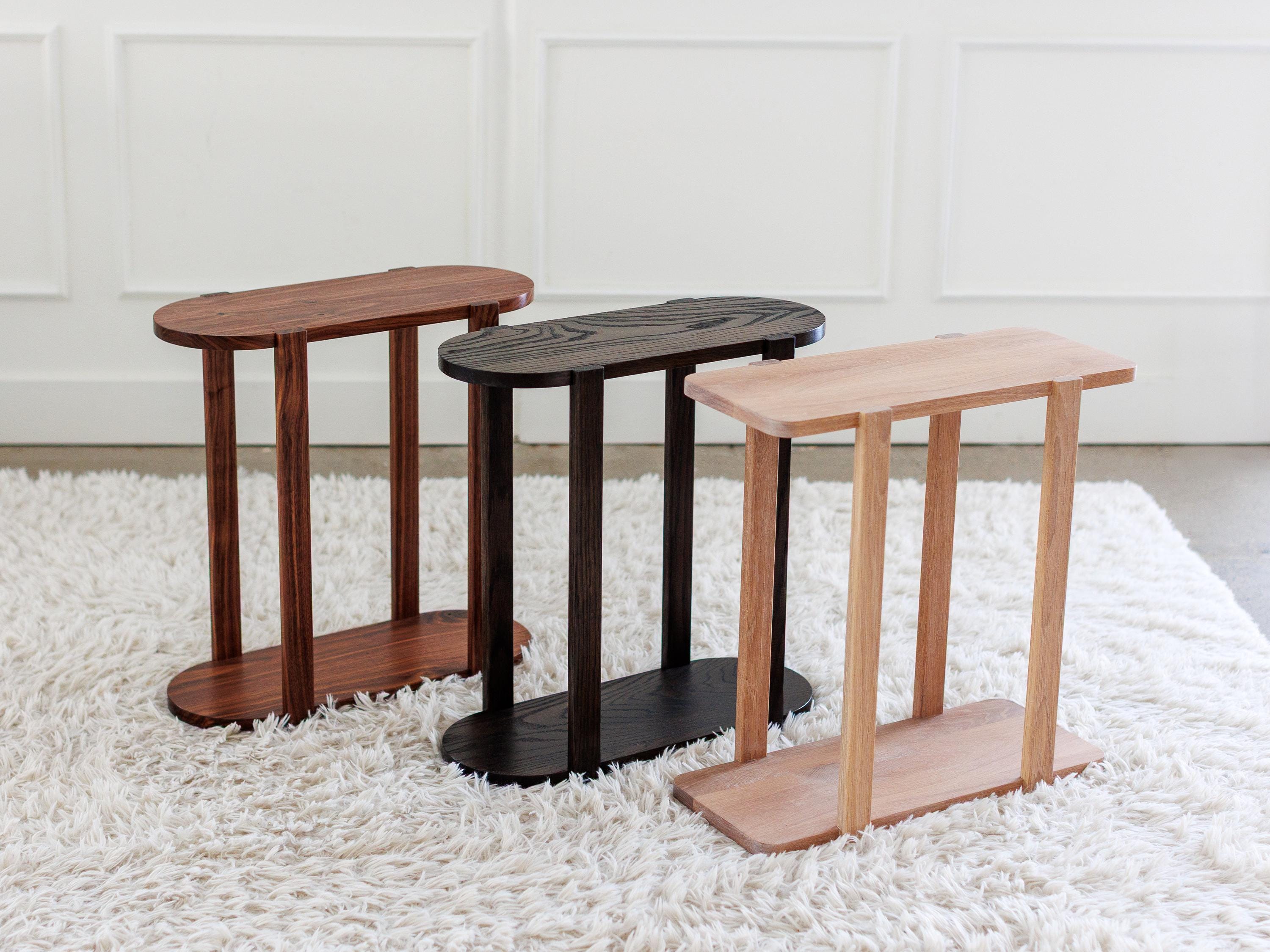 Narrow Wood End Table Small Space Side Table Compact Accent Table for ...