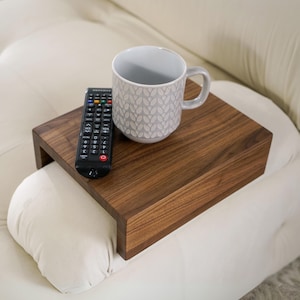 Walnut Couch Arm Tray Table Wood Sofa Side Table Sofa Armrest Table Sofa Arm Table Wood Couch Side Table Couch Arm Table Sofa Arm Tray Table