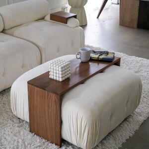 Ottoman cover tray made of wood designed to sit on top of ottoman or cushioned coffee table serves as a drink and snack tray decorative overlay or laptop table great for living rooms sofas and small homes