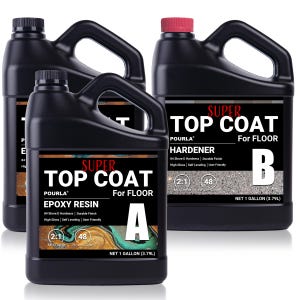 Floor Epoxy Resin Kit Clear High Gloss Durable Top Coat for Concrete Floors Garage Basement Workshop 3 Gallon Pack