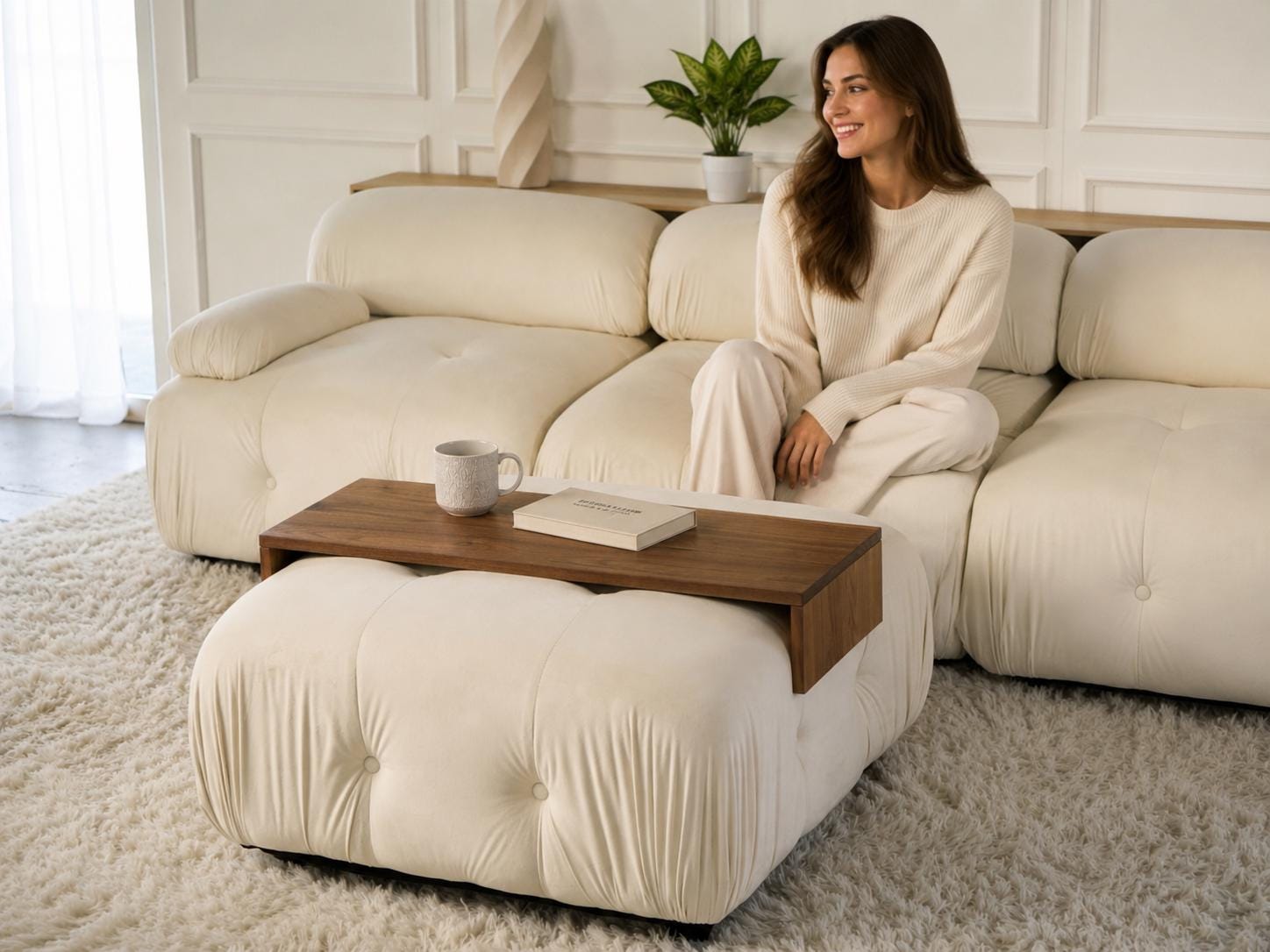 Walnut Over Ottoman Table Top Tray Coffee Table Ottoman Overlay